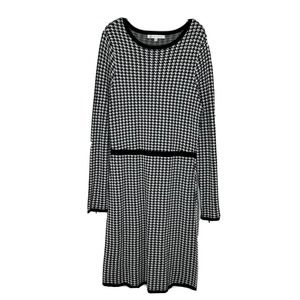 MiXT Heidi Weisel long sleeved knit houndstooth dress black and white XL womens